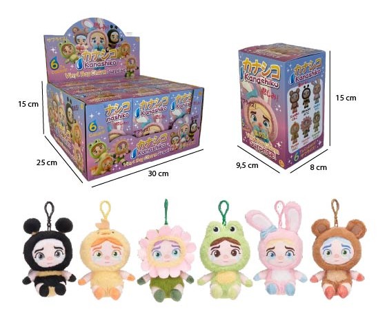 (Mis 0) KANASHIKO Peluche Portachiavi (con viso in PVC) 13cm c/bagclip 6ass In Blind Box – In espo da 9pz…x9…x72